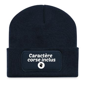 Caractère corse inclus - Beanie recyclé à patch - bleu marine - Devant