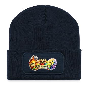 Hate or Love? - Recycelte Patch Beanie - French Navy - Vorne