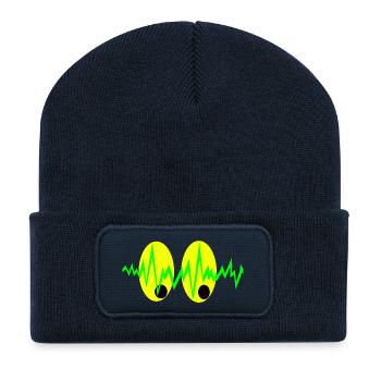 Pulsierende Augen Elektro Muster - Recycelte Patch Beanie - French Navy - Vorne