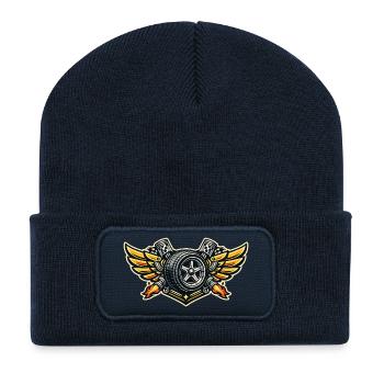 Rennreifen Flügel Emblem - Recycelte Patch Beanie - French Navy - Vorne