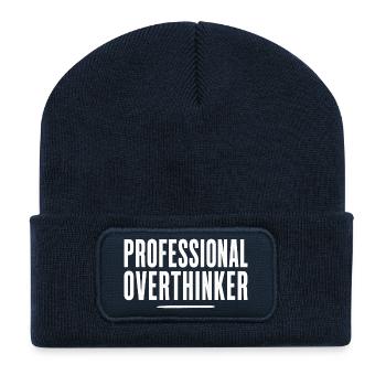 Professional Overthinker – Lustiges Statement - Recycelte Patch Beanie - French Navy - Vorne