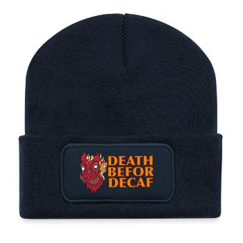 Death before Decaf: Flames Skull - Recycled Patch Beanie - french navy - Front