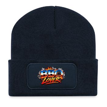 BBQ Lover Flames Logo - Recycled Patch Beanie - french navy - Front