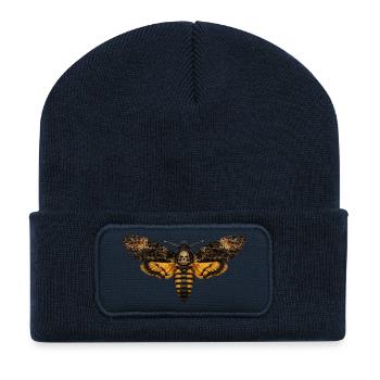 Deaths head Hawkmoth Acherontia atropos - Recycled Patch Beanie - french navy - Front