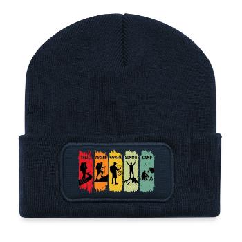 Retro Hiking Steps Trail Climb Summit Camp - Recycelte Patch Beanie - French Navy - Vorne