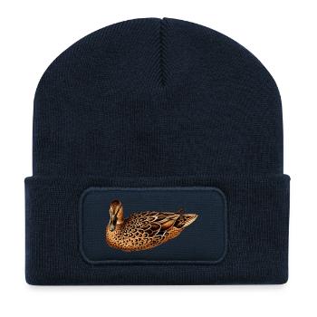 Ente Digital Art – Modernes Enten T-Shirt - Recycelte Patch Beanie - French Navy - Vorne