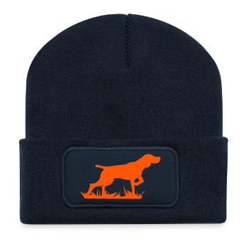 Vorstehund Jagdhund Silhouette - Recycelte Patch Beanie - French Navy - Vorne