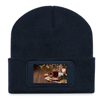 Rustikaler Glühweinzauber - Recycelte Patch Beanie - French Navy - Vorne