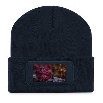 Nachtrotes Taublatt - Recycelte Patch Beanie - French Navy - Vorne