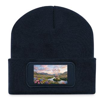 Floral Sky Balloon Traumlandschaft - Recycelte Patch Beanie - French Navy - Vorne