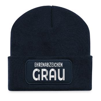Ehrenabzeichen Graue Haare - Recycelte Patch Beanie - French Navy - Vorne