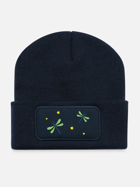 Libellule - Beanie recyclé à patch - bleu marine