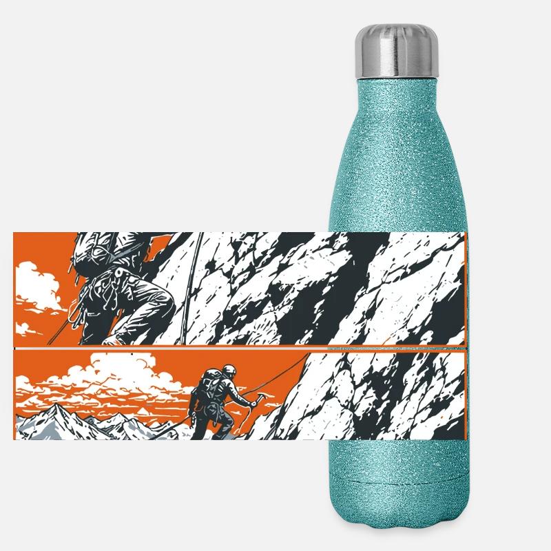 Mountaineering Climbing Adventure Panoramic Glitter Thermal Bottle 500 ml