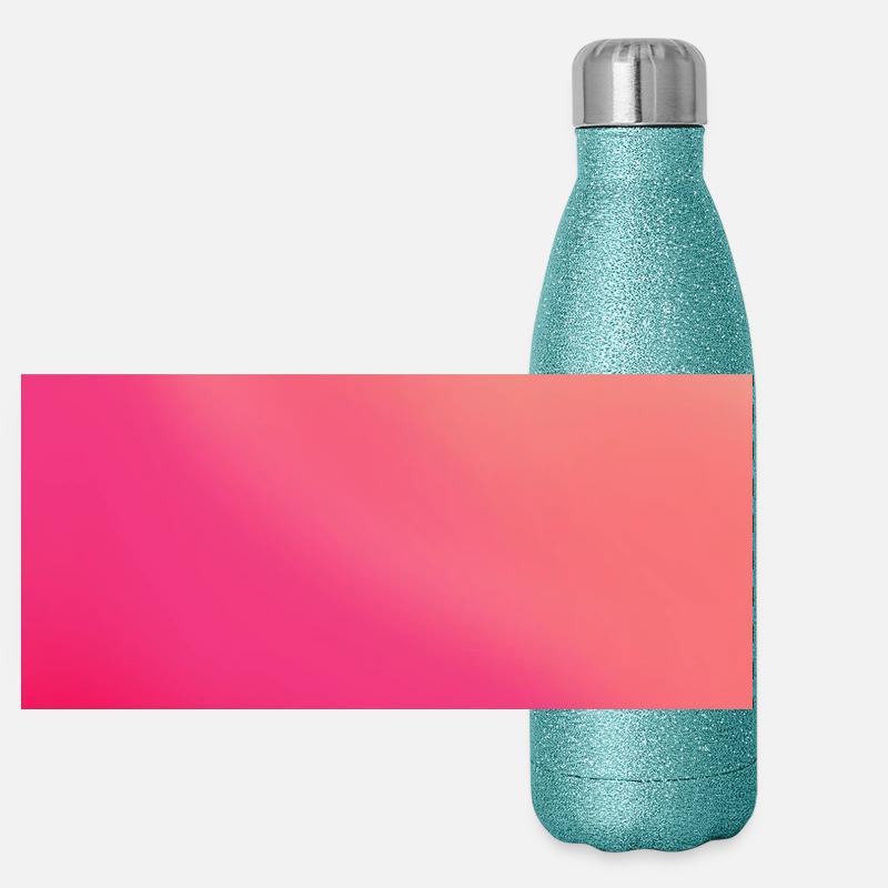 Gradient - Wellen rosa rot personalisierbar - Panorama Glitzer Isolierflasche 500 ml - Blau Glitzer