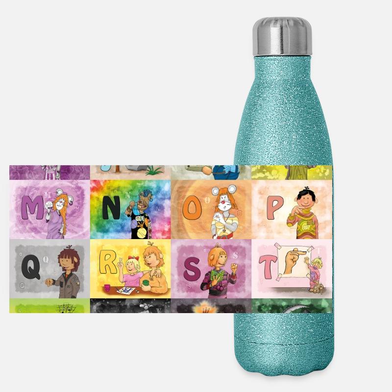 German Finger Alphabet 1 / Panoramic Glitter Thermal Bottle 500 ml