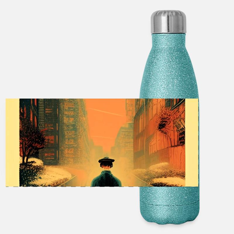 Straßen 3 Panorama Glitzer Isolierflasche 500 ml