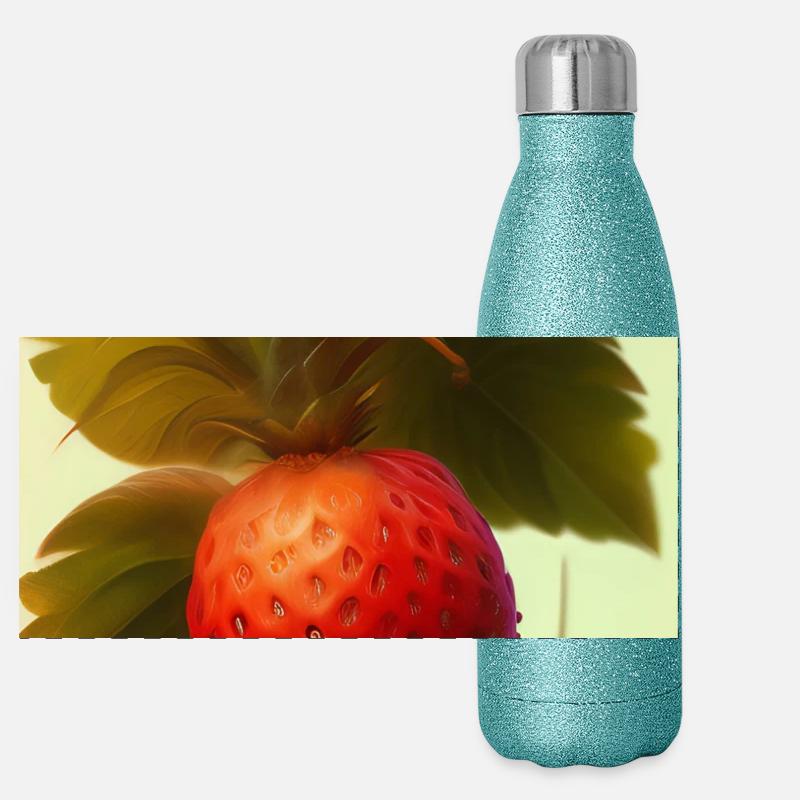 Erdbeere Panorama Glitzer Isolierflasche 500 ml