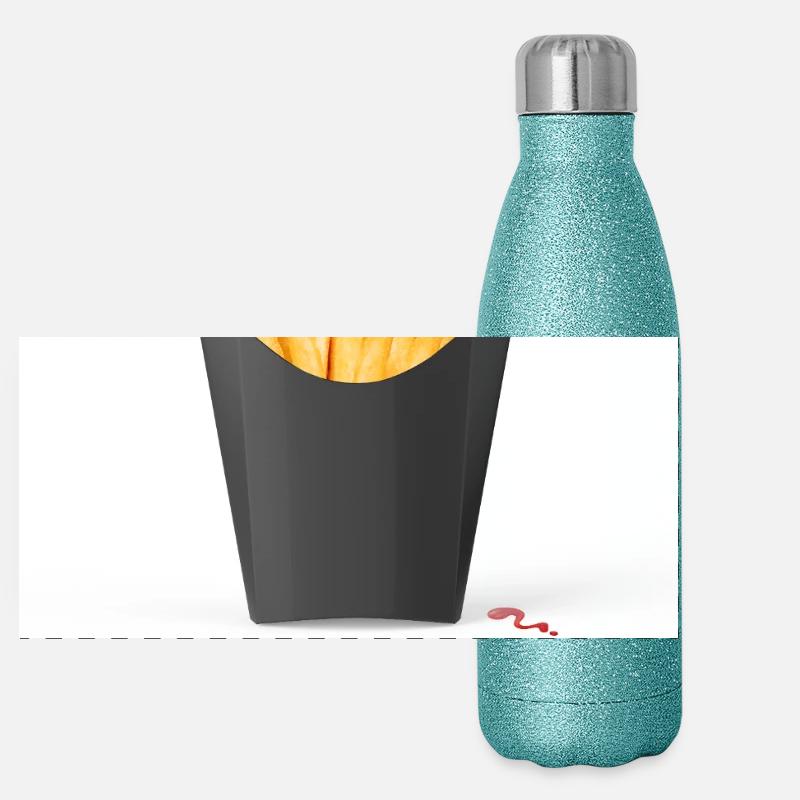 Les frites sont la solution à tout Gourde isotherme panoramique pailletée 500 ml