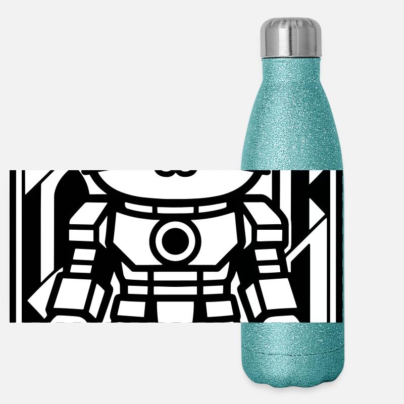 Katzenroboter in Space mit rotem Planeten Panorama Glitzer Isolierflasche 500 ml