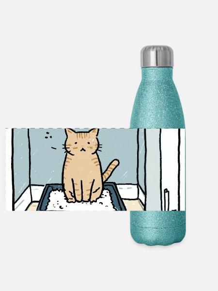 Katzenklo Shitshow Humor - Panorama Glitzer Isolierflasche 500 ml - Blau Glitzer