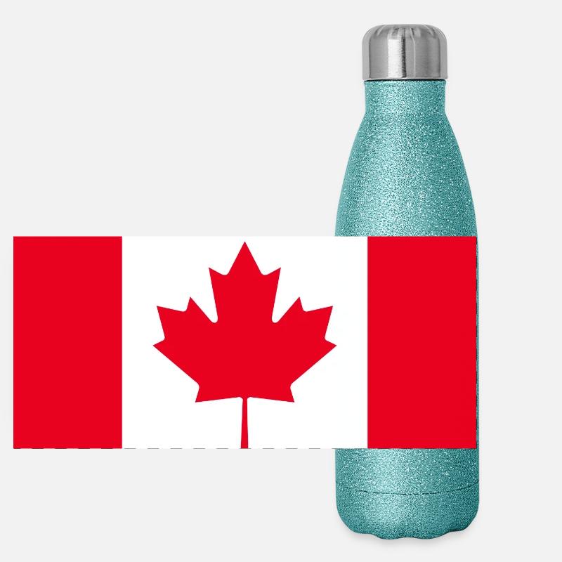 Canada Flag - Panoramic Glitter Thermal Bottle 500 ml - blue glitter