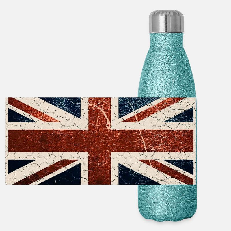 Drapeau anglais Gourde isotherme panoramique pailletée 500 ml