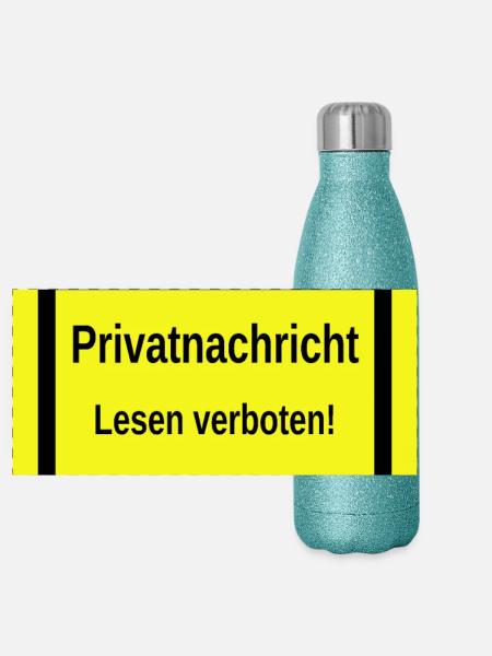 Lustiger Spruch - Panorama Glitzer Isolierflasche 500 ml - Blau Glitzer