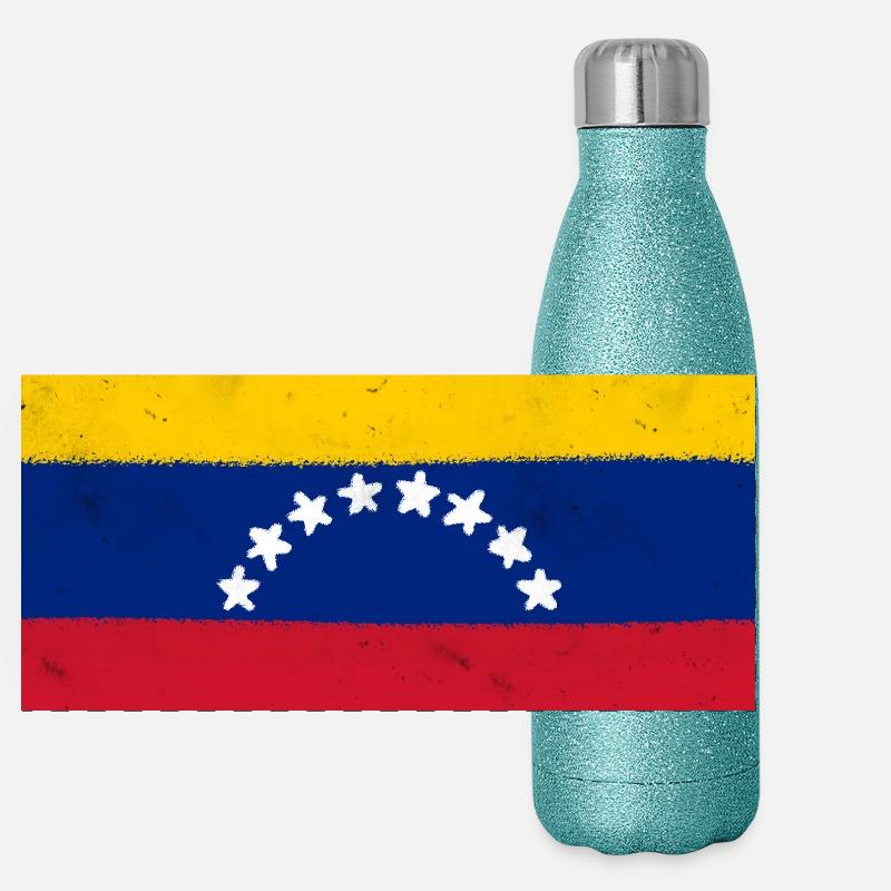 Drapeau du Venezuela Gourde isotherme panoramique pailletée 500 ml