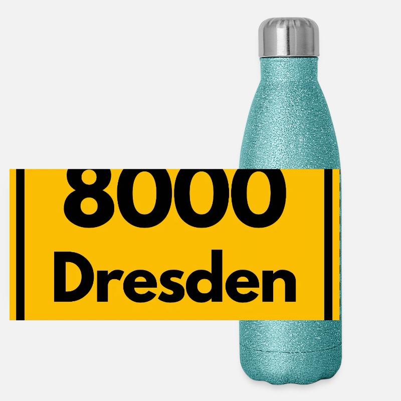 OLD POSTCODE POSTCODE RETRO 8000 DRESDEN ELBE Panoramic Glitter Thermal Bottle 500 ml