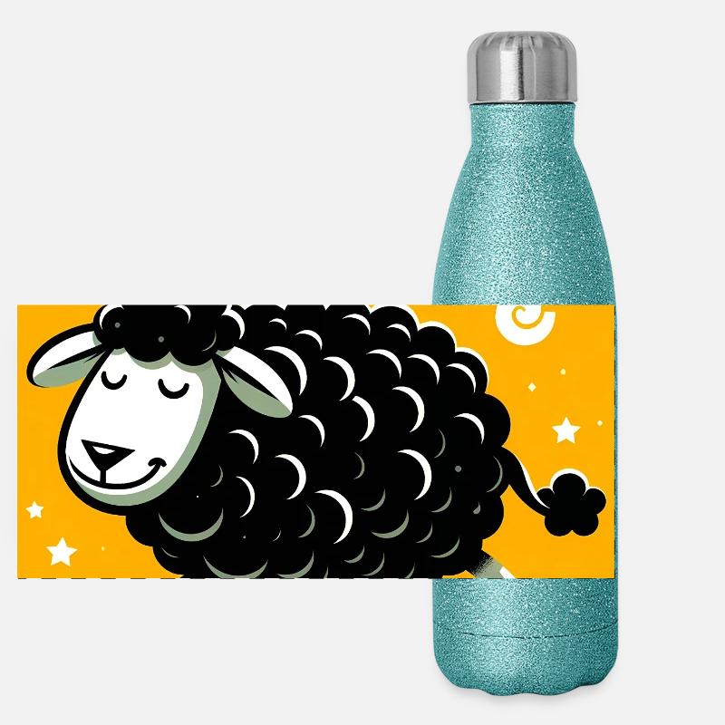 Schwarzes Schaf Panorama Glitzer Isolierflasche 500 ml