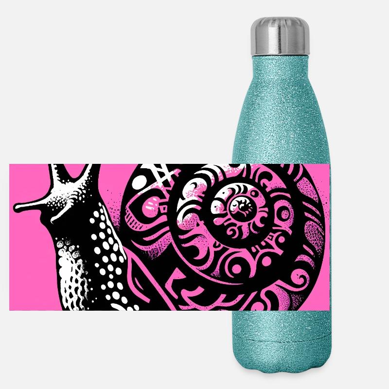 Snail - Panoramic Glitter Thermal Bottle 500 ml - blue glitter