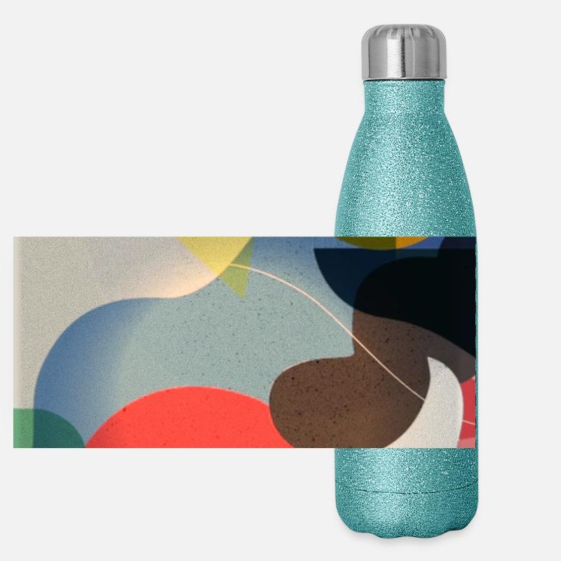 Abstrakte Farbformen Komposition Panorama Glitzer Isolierflasche 500 ml