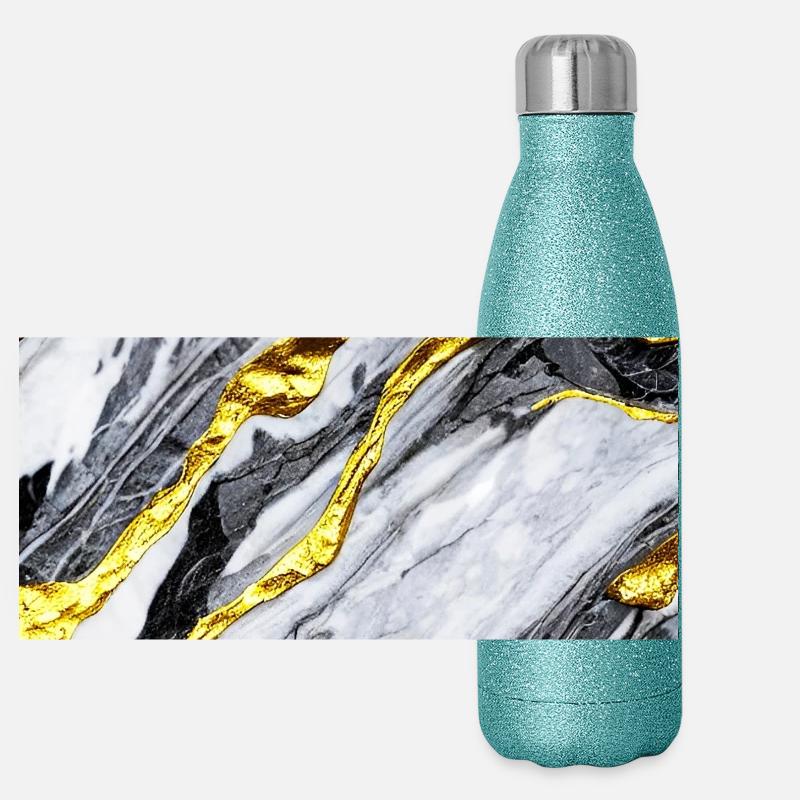 Structure en marbre or Gourde isotherme panoramique pailletée 500 ml