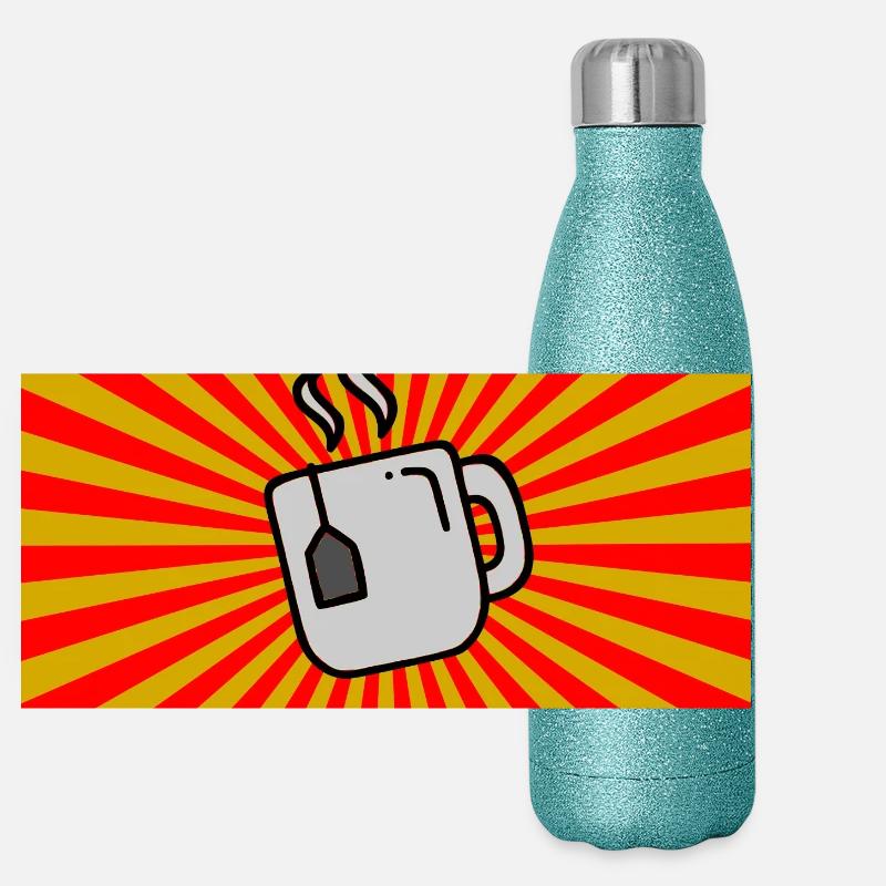 Sunburst Tea red yellow-Sunrise Teacup Panoramic Glitter Thermal Bottle 500 ml
