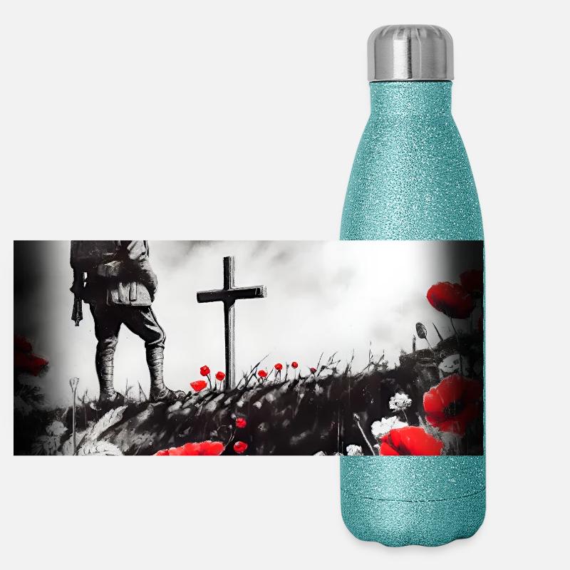 World war 2 remembrance day painting. Never Forget Panoramic Glitter Thermal Bottle 500 ml