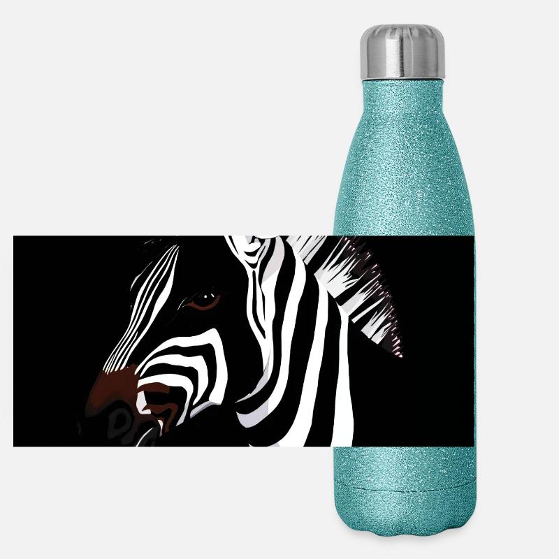 Zebra-Silhouette mit farbenfroher Schrift CANZEBRA Panorama Glitzer Isolierflasche 500 ml