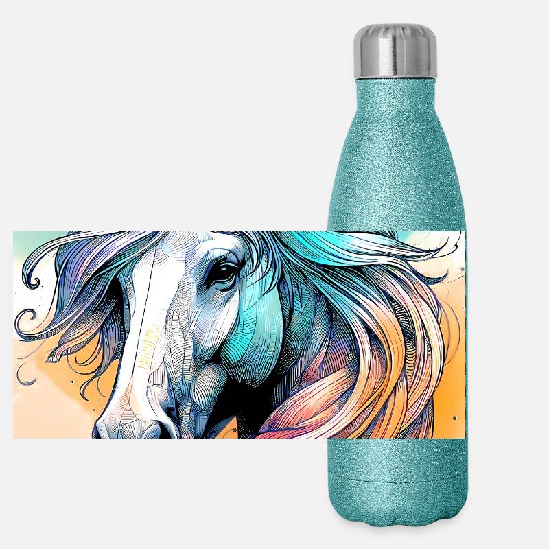 Pferd Panorama Glitzer Isolierflasche 500 ml