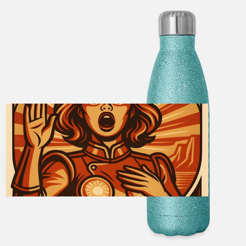 Der Morgen einer neuen Zukunft Panorama Glitzer Isolierflasche 500 ml