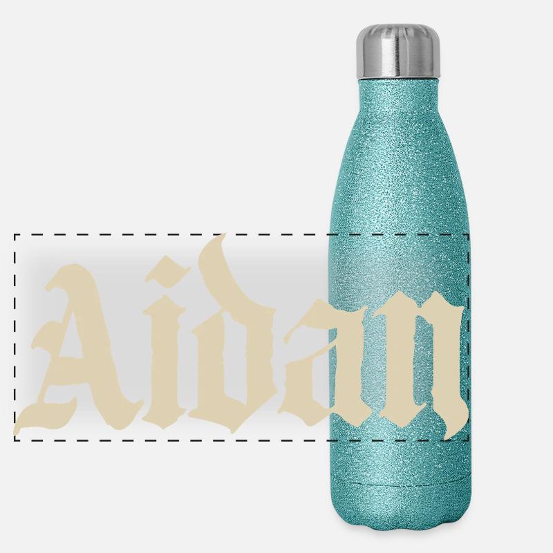 Aidan Gothic Name Design Gourde isotherme panoramique pailletée 500 ml