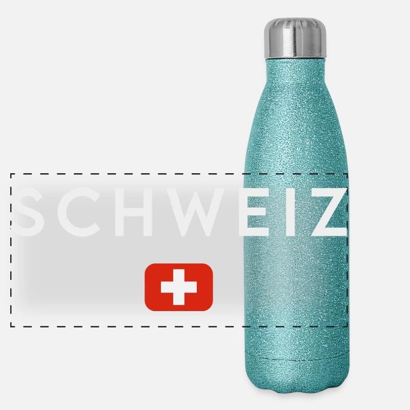 Flagge der Schweiz, Schweizer Stolz Panorama Glitzer Isolierflasche 500 ml