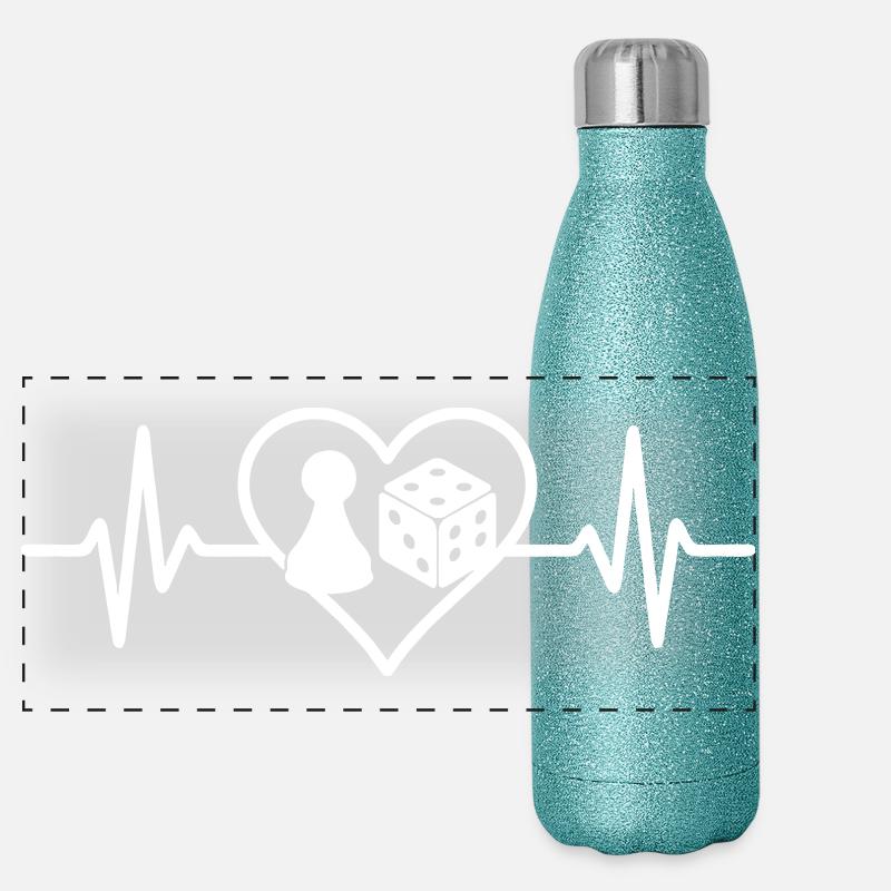 Motif de Cœurs et Dames de Jeu Élégant Gourde isotherme panoramique pailletée 500 ml