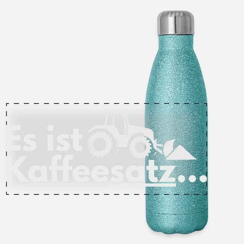 Kaffee-Ernte Traktor Motiv Panorama Glitzer Isolierflasche 500 ml