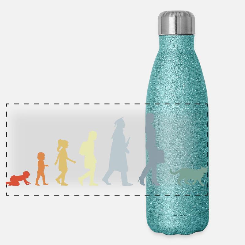 Evolution of a cat lover Panoramic Glitter Thermal Bottle 500 ml