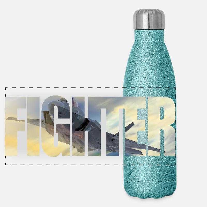 Chasseur F-35 Lightning II Gourde isotherme panoramique pailletée 500 ml
