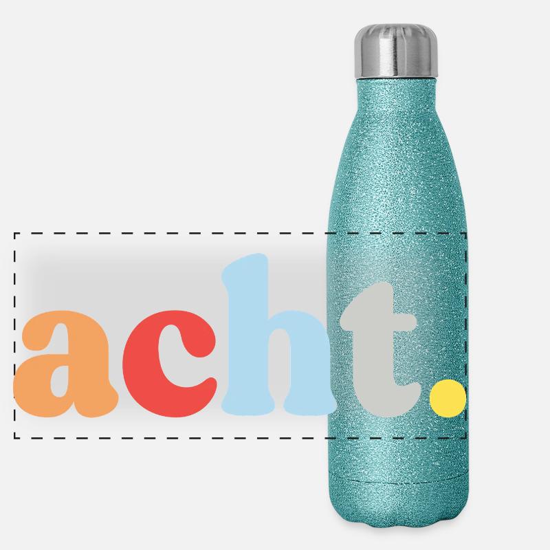 8. Geburtstag Acht Retro Panorama Glitzer Isolierflasche 500 ml