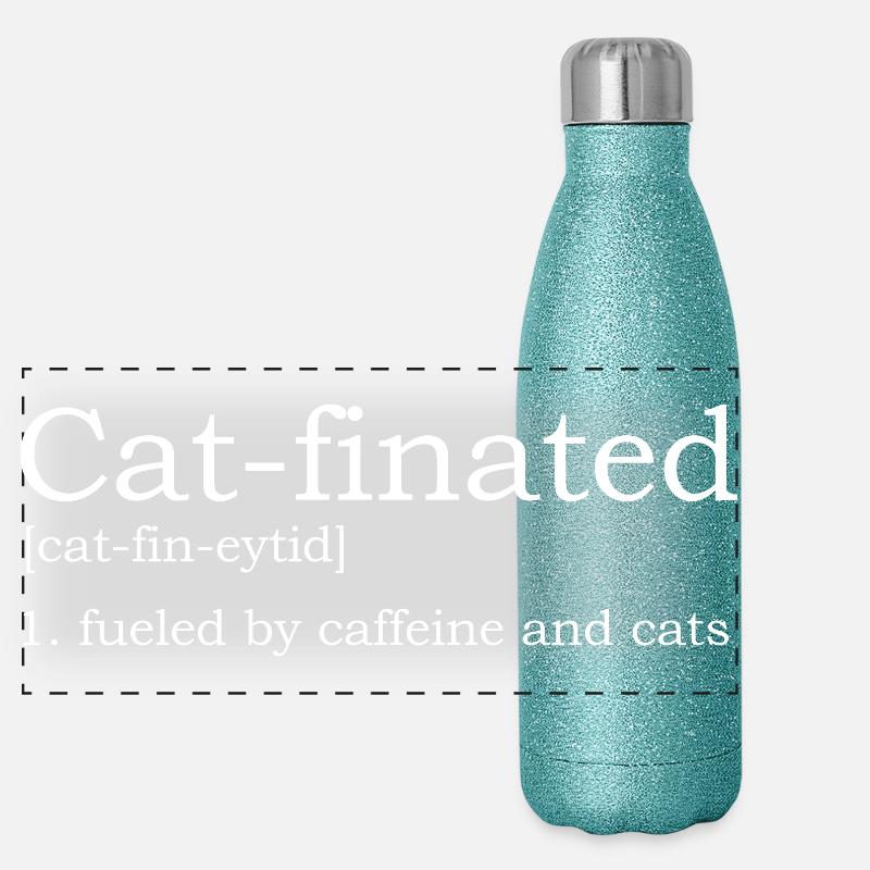 Alimenté par les chats et le café Gourde isotherme panoramique pailletée 500 ml