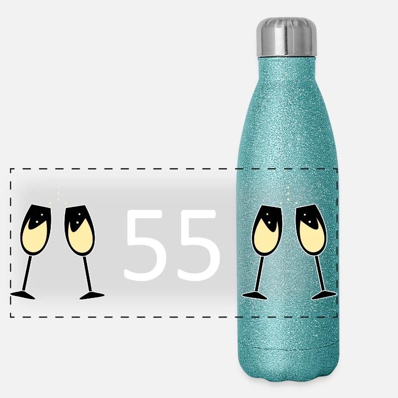 55e anniversaire 55e anniversaire 55 numéro 55 noir Gourde isotherme panoramique pailletée 500 ml