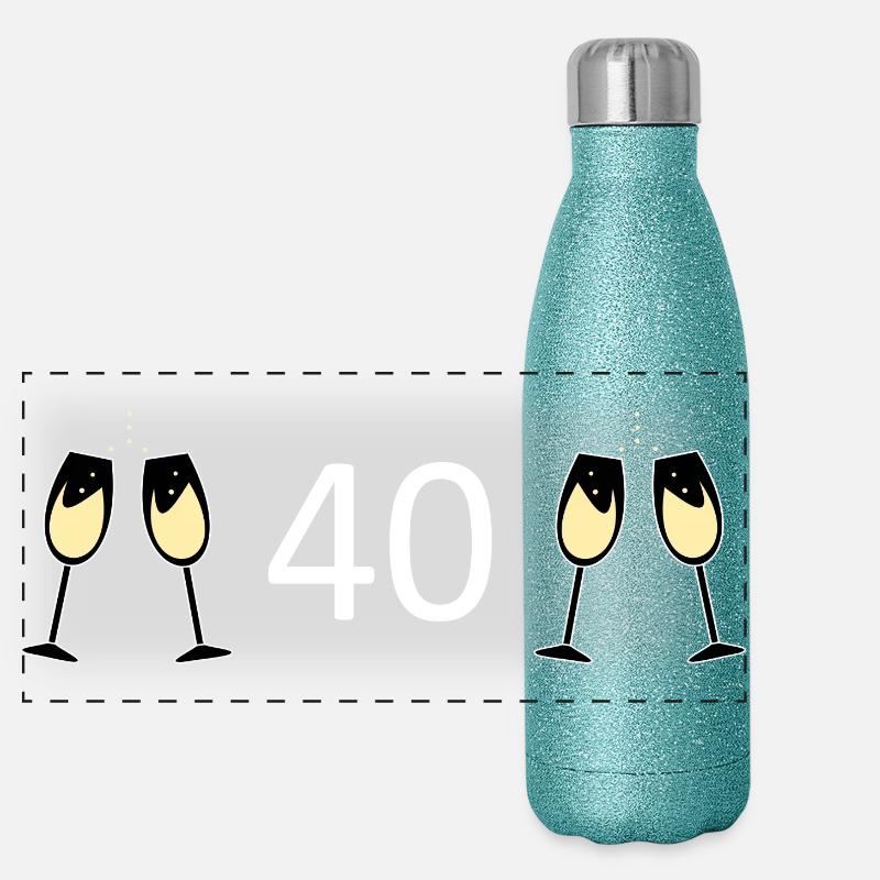 40e anniversaire 40 ans 40 numéro 40 blanc Gourde isotherme panoramique pailletée 500 ml