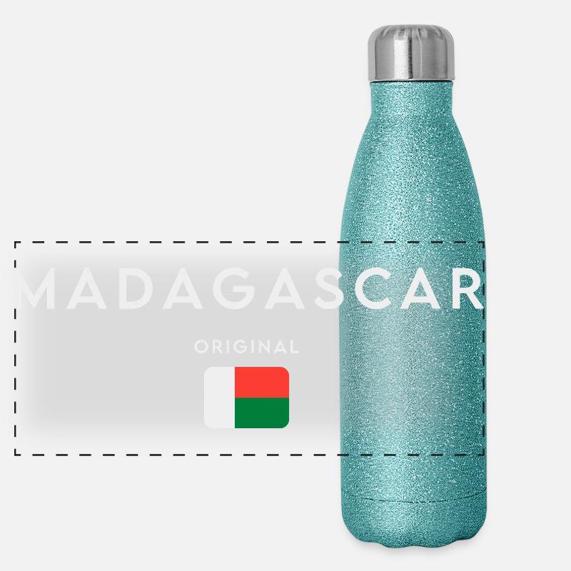 Drapeau de Madagascar, fierté malgache Gourde isotherme panoramique pailletée 500 ml
