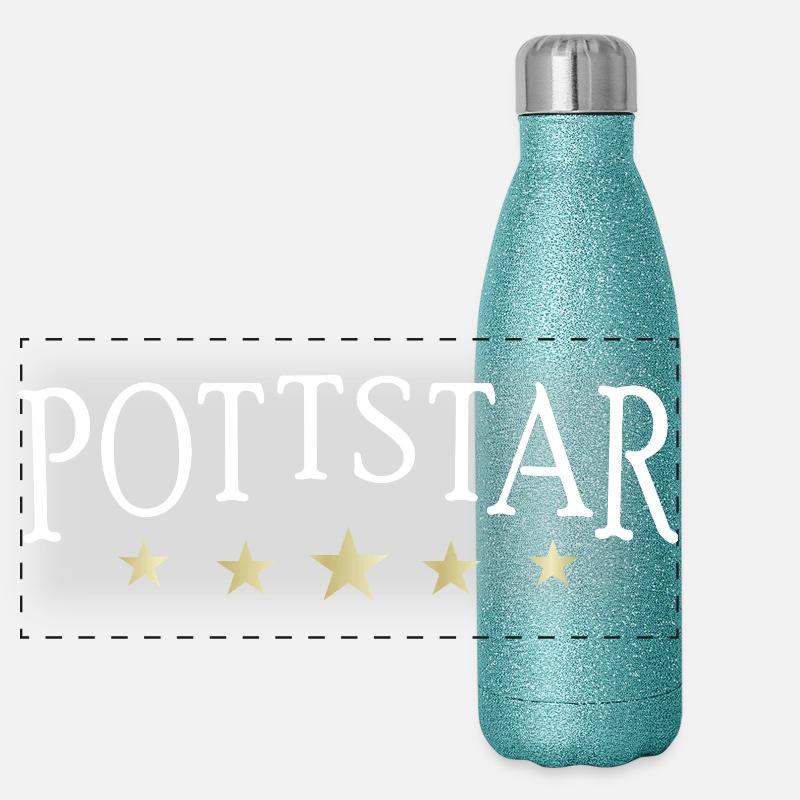Pottstar, Star aus dem Ruhrpott oder am Kochtopf Panorama Glitzer Isolierflasche 500 ml